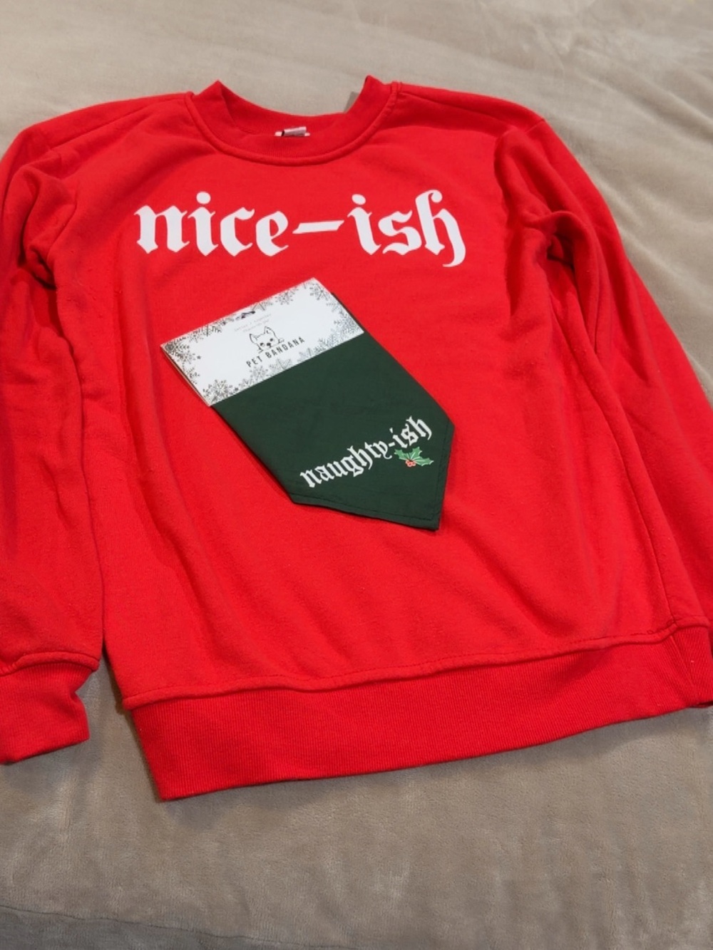 Nice-ish Red women’s Sweatshirt with Pet Bandana!